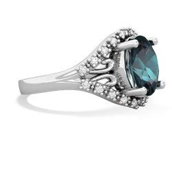 Alexandrite Antique Style Cocktail 14K White Gold ring R2564