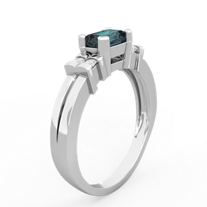 Alexandrite Art Deco East-West 14K White Gold ring R2590