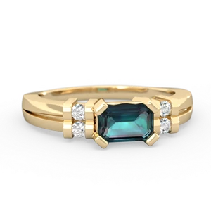 Alexandrite Art Deco East-West 14K Yellow Gold ring R2590