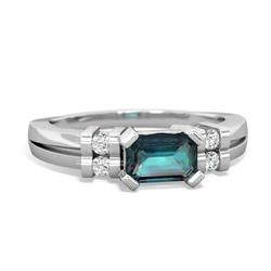 Alexandrite Art Deco East-West 14K White Gold ring R2590