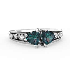 Alexandrite Heart To Heart 14K White Gold ring R3342