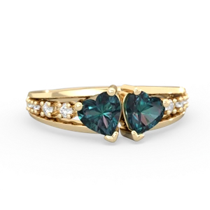 Alexandrite Heart To Heart 14K Yellow Gold ring R3342