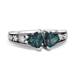 Alexandrite Heart To Heart 14K White Gold ring R3342