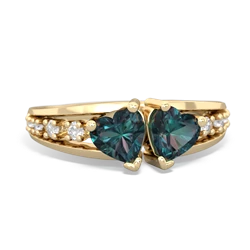 Alexandrite Heart To Heart 14K Yellow Gold ring R3342