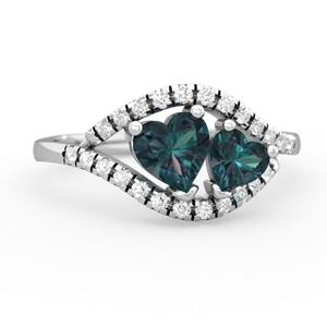 Alexandrite Mother And Child 14K White Gold ring R3010