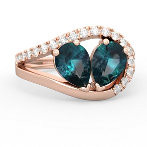Alexandrite Nestled Heart Keepsake 14K Rose Gold ring R5650