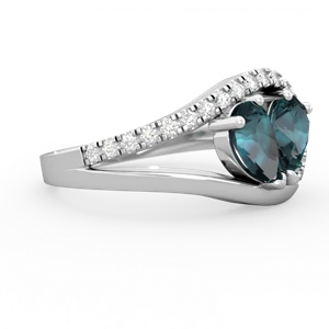 Alexandrite Nestled Heart Keepsake 14K White Gold ring R5650