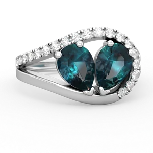 Alexandrite Nestled Heart Keepsake 14K White Gold ring R5650