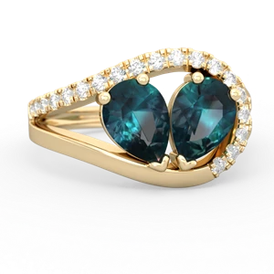 Alexandrite Nestled Heart Keepsake 14K Yellow Gold ring R5650