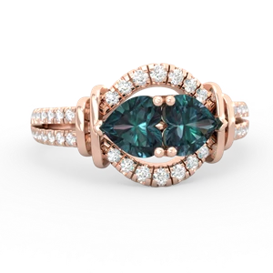 Alexandrite Art-Deco Keepsake 14K Rose Gold ring R5630