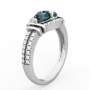 Alexandrite Art-Deco Keepsake 14K White Gold ring R5630