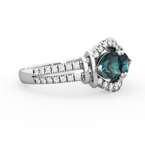 Alexandrite Art-Deco Keepsake 14K White Gold ring R5630