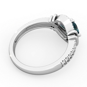 Alexandrite Art-Deco Keepsake 14K White Gold ring R5630