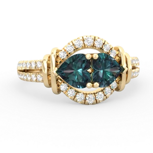 Alexandrite Art-Deco Keepsake 14K Yellow Gold ring R5630