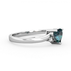 Alexandrite Delicate Heart 14K White Gold ring R0203