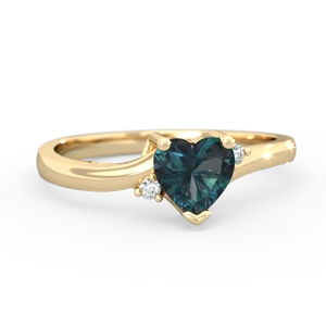 Alexandrite Delicate Heart 14K Yellow Gold ring R0203
