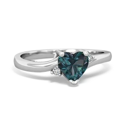 Alexandrite Delicate Heart 14K White Gold ring R0203