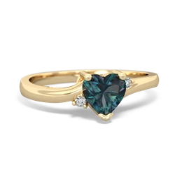 Alexandrite Delicate Heart 14K Yellow Gold ring R0203