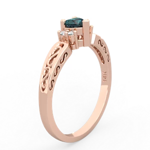 Alexandrite Filligree Scroll Heart 14K Rose Gold ring R2429