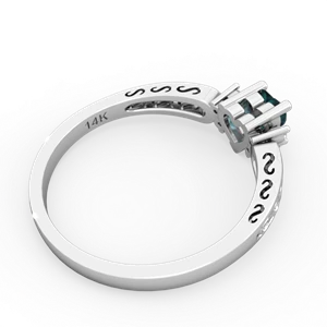 Alexandrite Filligree Scroll Heart 14K White Gold ring R2429