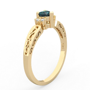 Alexandrite Filligree Scroll Heart 14K Yellow Gold ring R2429