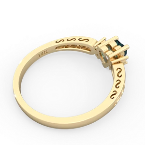 Alexandrite Filligree Scroll Heart 14K Yellow Gold ring R2429