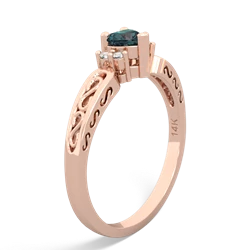 Alexandrite Filligree Scroll Heart 14K Rose Gold ring R2429