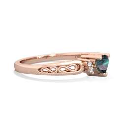 Alexandrite Filligree Scroll Heart 14K Rose Gold ring R2429