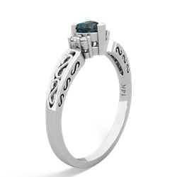 Alexandrite Filligree Scroll Heart 14K White Gold ring R2429