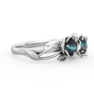 Alexandrite Rose Garden 14K White Gold ring R5510