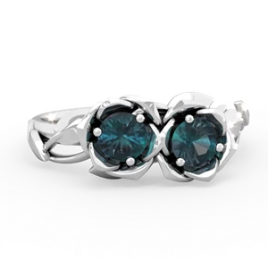 Alexandrite Rose Garden 14K White Gold ring R5510