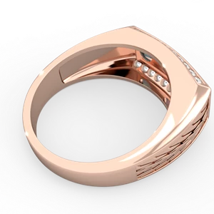 Alexandrite Three Stone Tire Tread Men's 14K Rose Gold ring R0520
