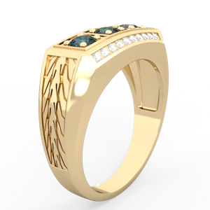 Alexandrite Three Stone Tire Tread Men's 14K Yellow Gold ring R0520