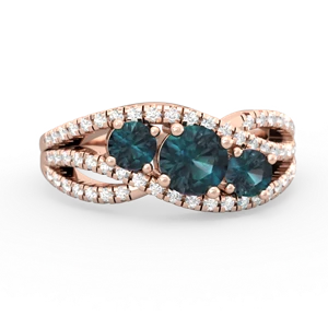 Alexandrite Three Stone Aurora 14K Rose Gold ring R3080