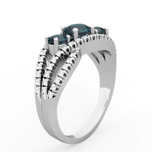 Alexandrite Three Stone Aurora 14K White Gold ring R3080