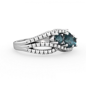 Alexandrite Three Stone Aurora 14K White Gold ring R3080