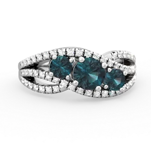 Alexandrite Three Stone Aurora 14K White Gold ring R3080