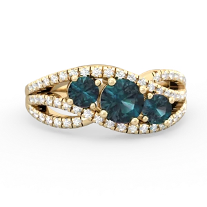 Alexandrite Three Stone Aurora 14K Yellow Gold ring R3080