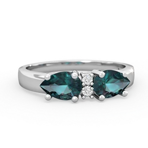 Alexandrite Pear Bowtie 14K White Gold ring R0865