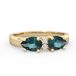 Alexandrite Pear Bowtie 14K Yellow Gold ring R0865
