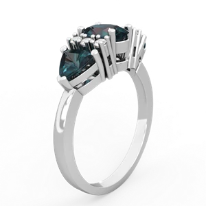 Alexandrite Antique Style Three Stone 14K White Gold ring R2186