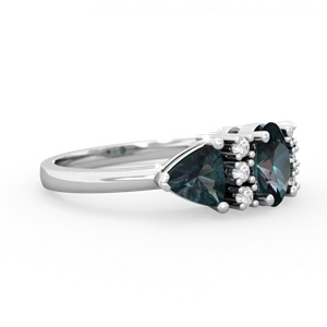 Alexandrite Antique Style Three Stone 14K White Gold ring R2186