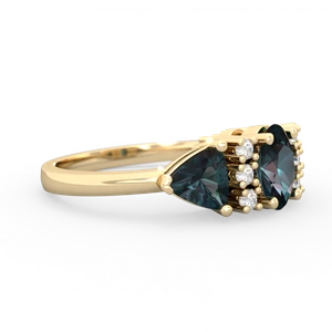 Alexandrite Antique Style Three Stone 14K Yellow Gold ring R2186