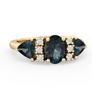 Alexandrite Antique Style Three Stone 14K Yellow Gold ring R2186