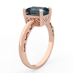 Alexandrite Milgrain Scroll 14K Rose Gold ring R2338