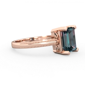 Alexandrite Milgrain Scroll 14K Rose Gold ring R2338