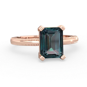 Alexandrite Milgrain Scroll 14K Rose Gold ring R2338