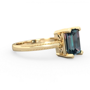 Alexandrite Milgrain Scroll 14K Yellow Gold ring R2338