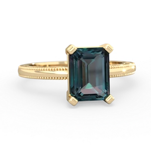 Alexandrite Milgrain Scroll 14K Yellow Gold ring R2338