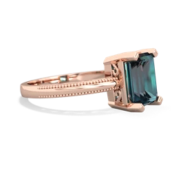 Alexandrite Milgrain Scroll 14K Rose Gold ring R2338